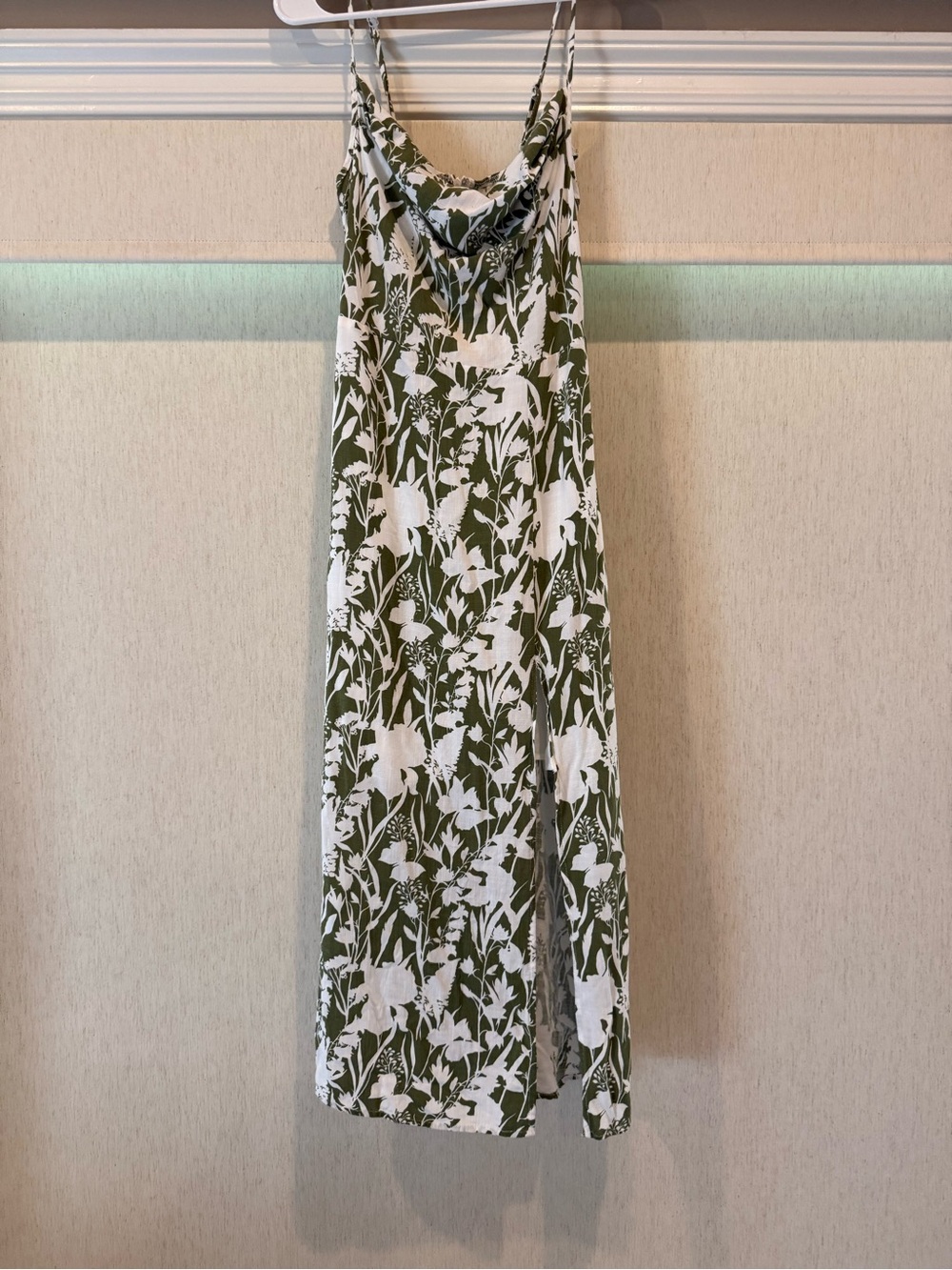 Olive Green Floral Cowl Neck Slip Dress – Women